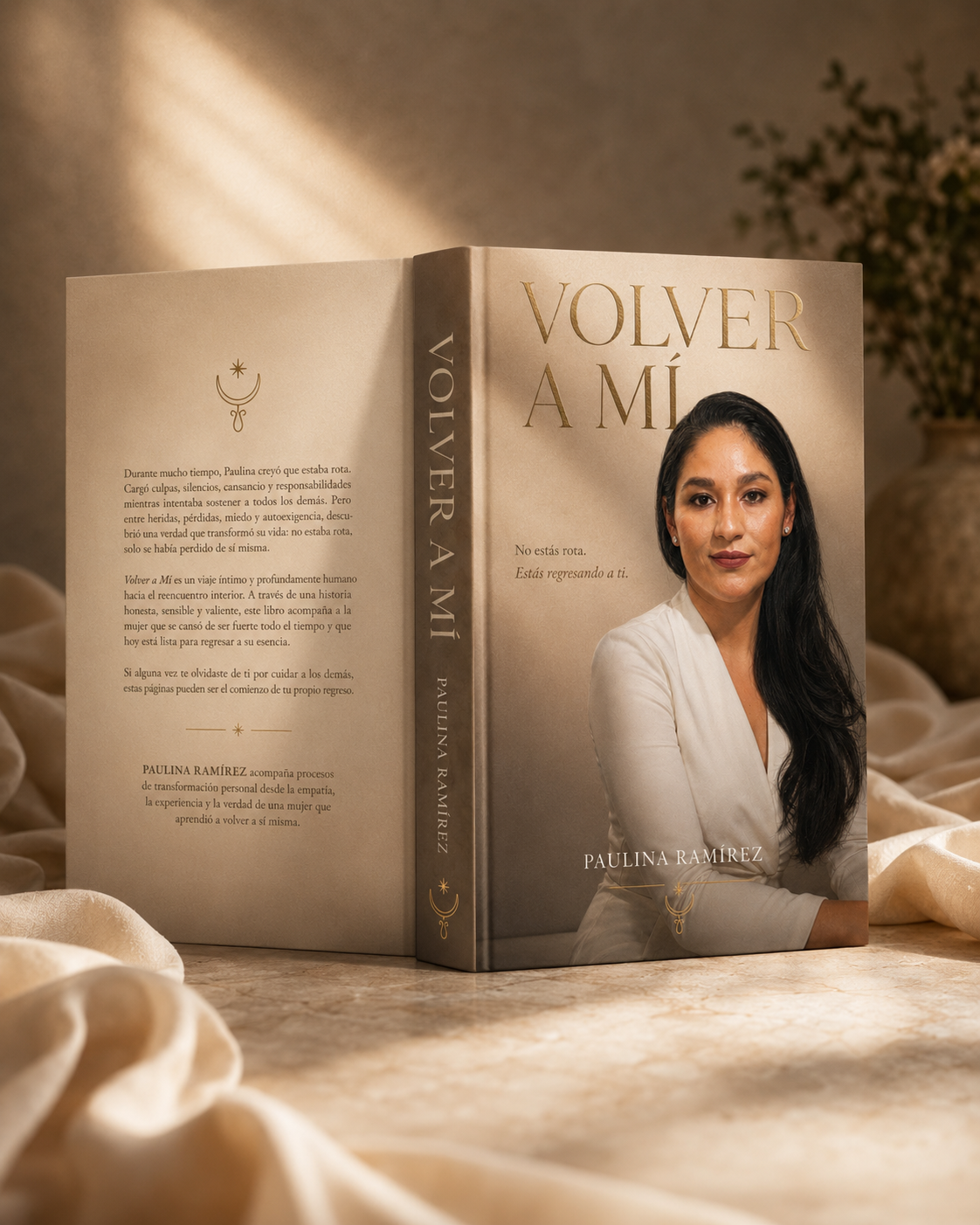 Mockup de portada y contraportada del libro Volver a Mí